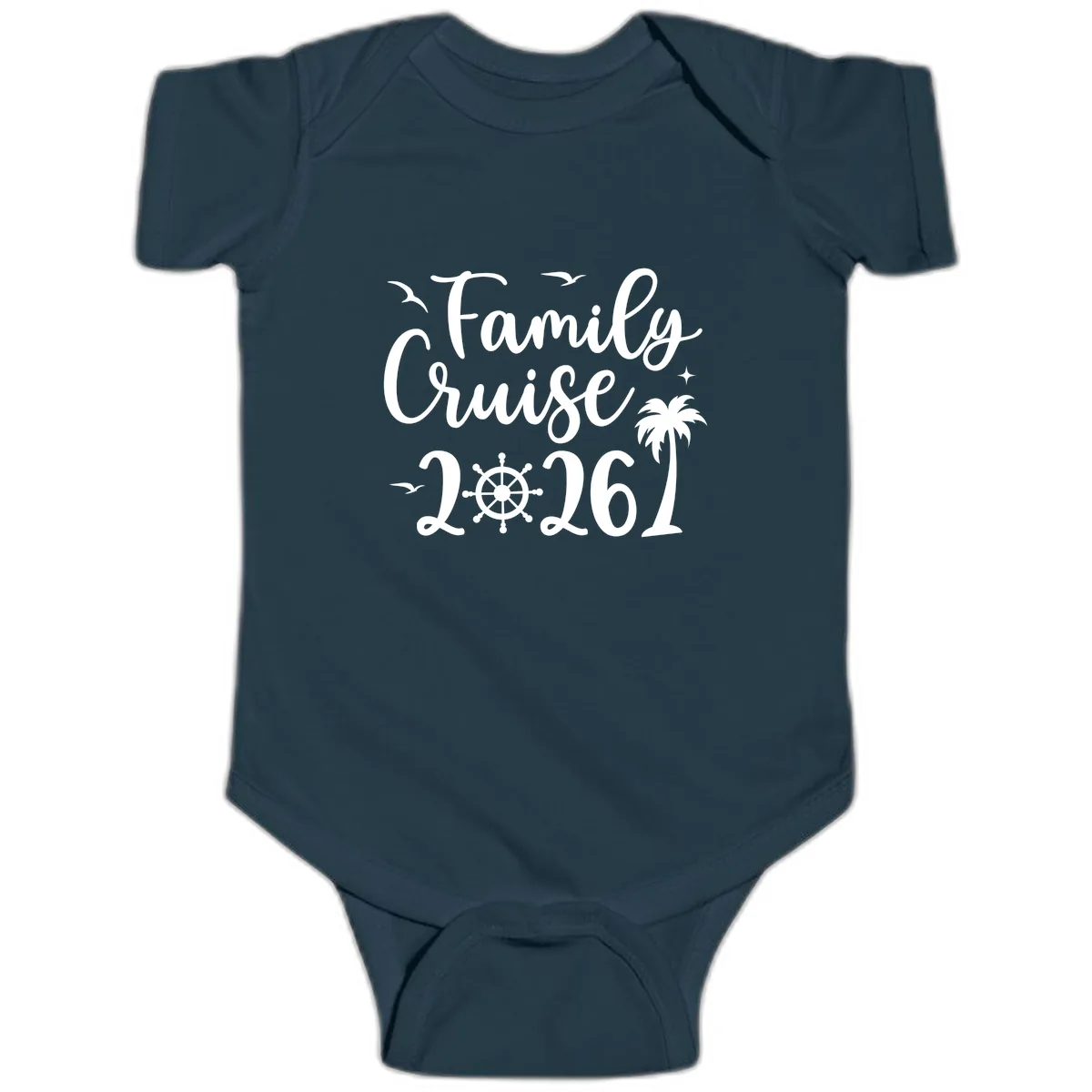 Family Cruise Vacation 2026 Matching Design Baby Onesie in Navy