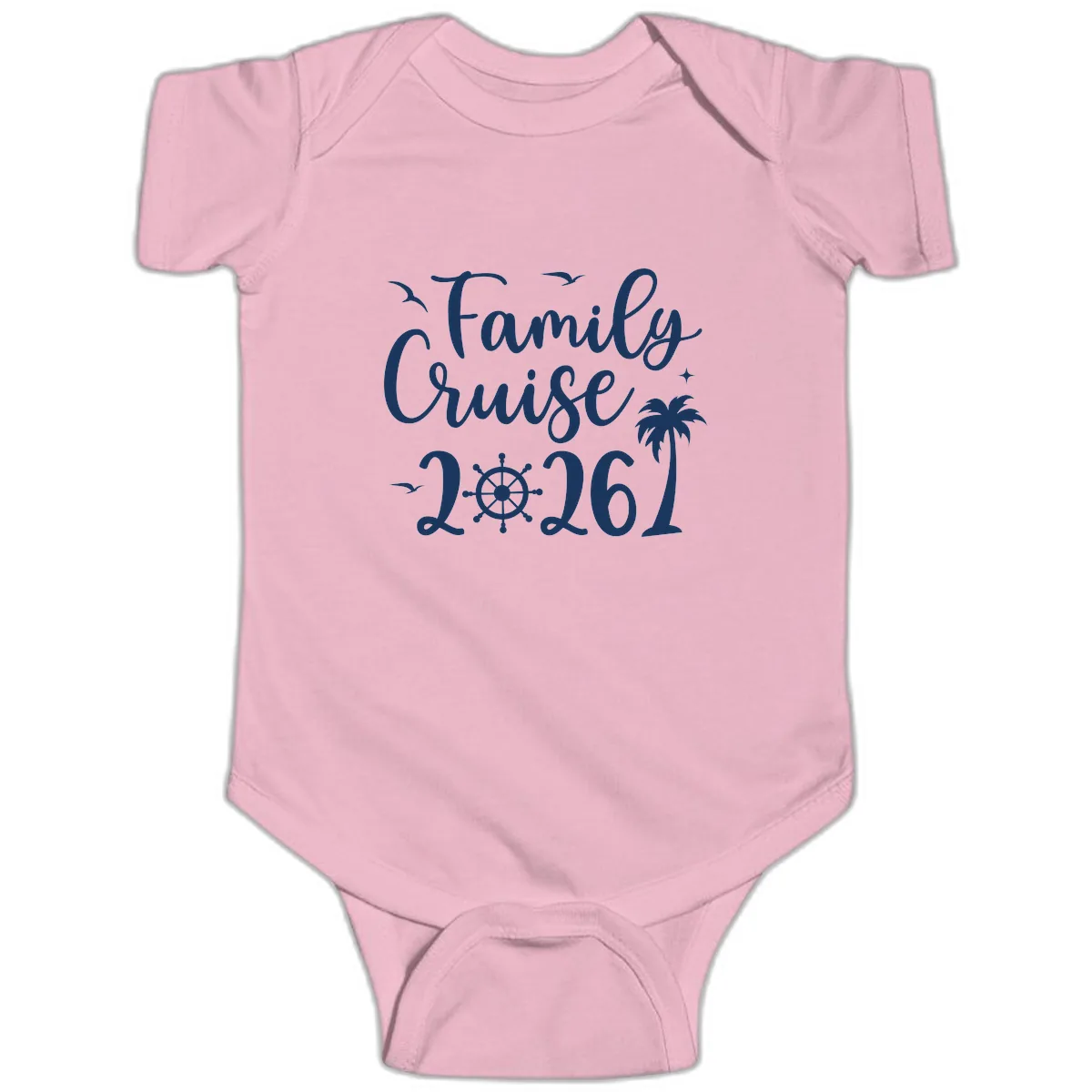 Family Cruise Vacation 2026 Matching Design Baby Onesie in Pink