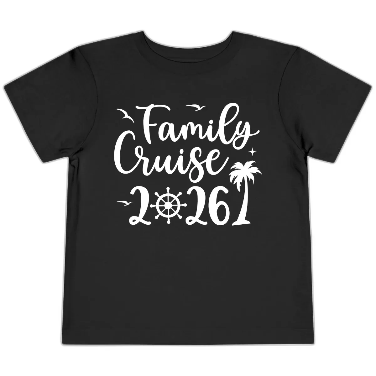 Family Cruise Vacation 2026 Matching Design Toddler T-Shirt in Black