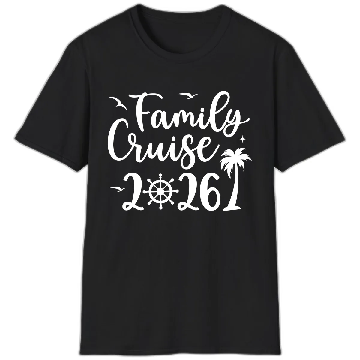 Family Cruise Vacation 2026 Matching Design T-Shirt in Black