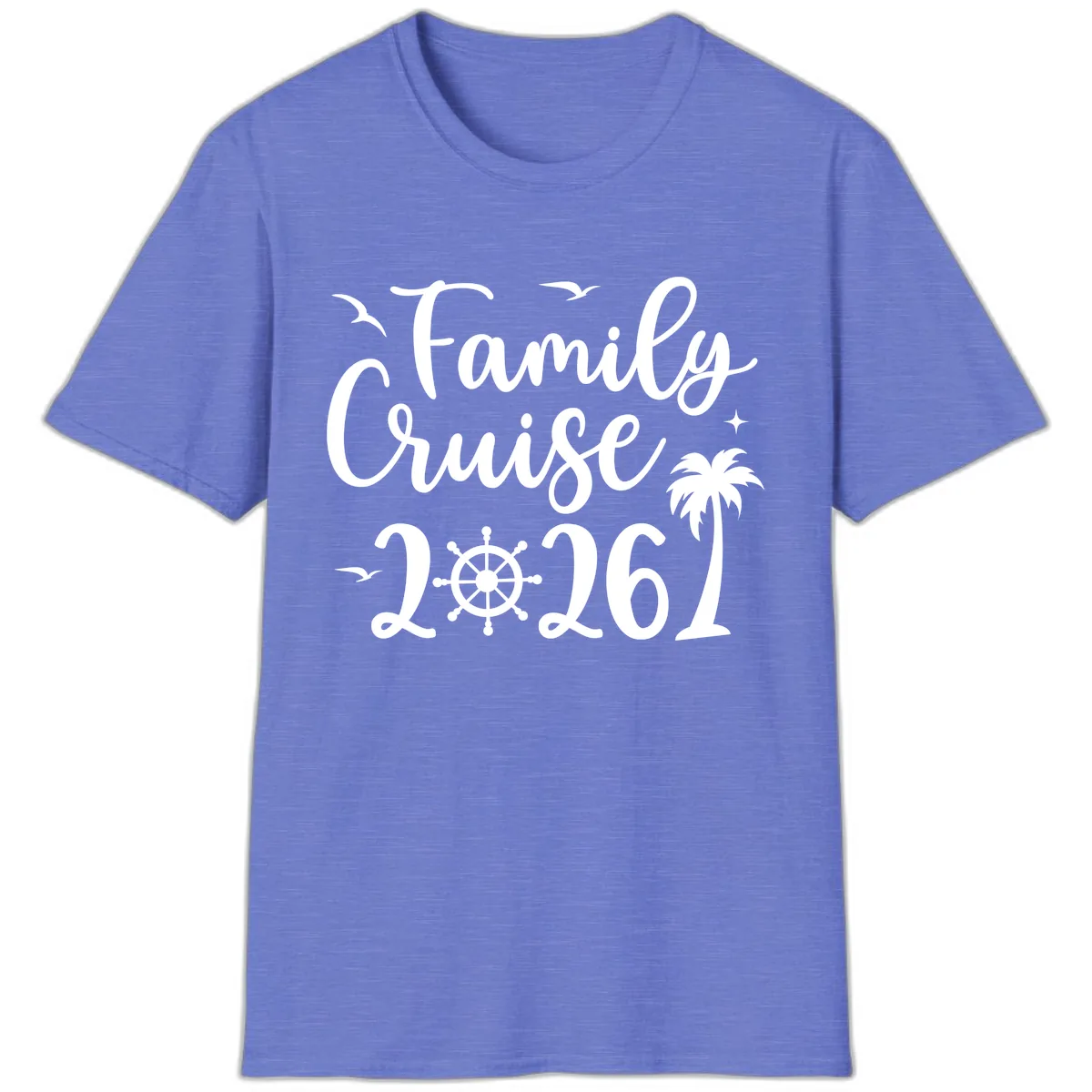 Family Cruise Vacation 2026 Matching Design T-Shirt in Heather Royal