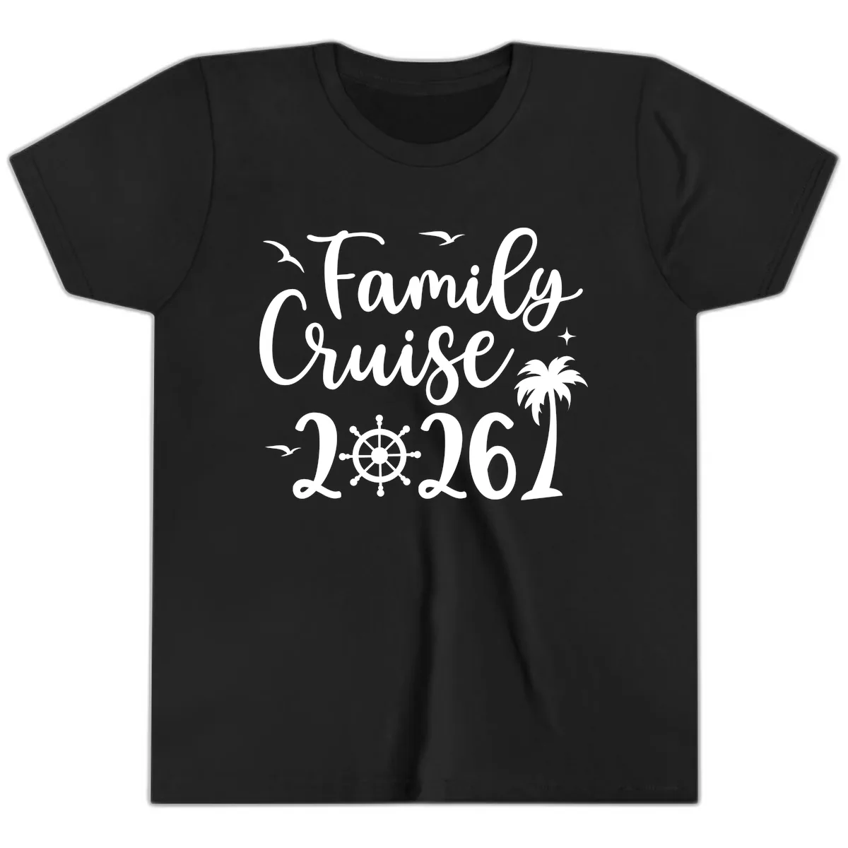 Family Cruise Vacation 2026 Matching Design Youth T-Shirt in Black
