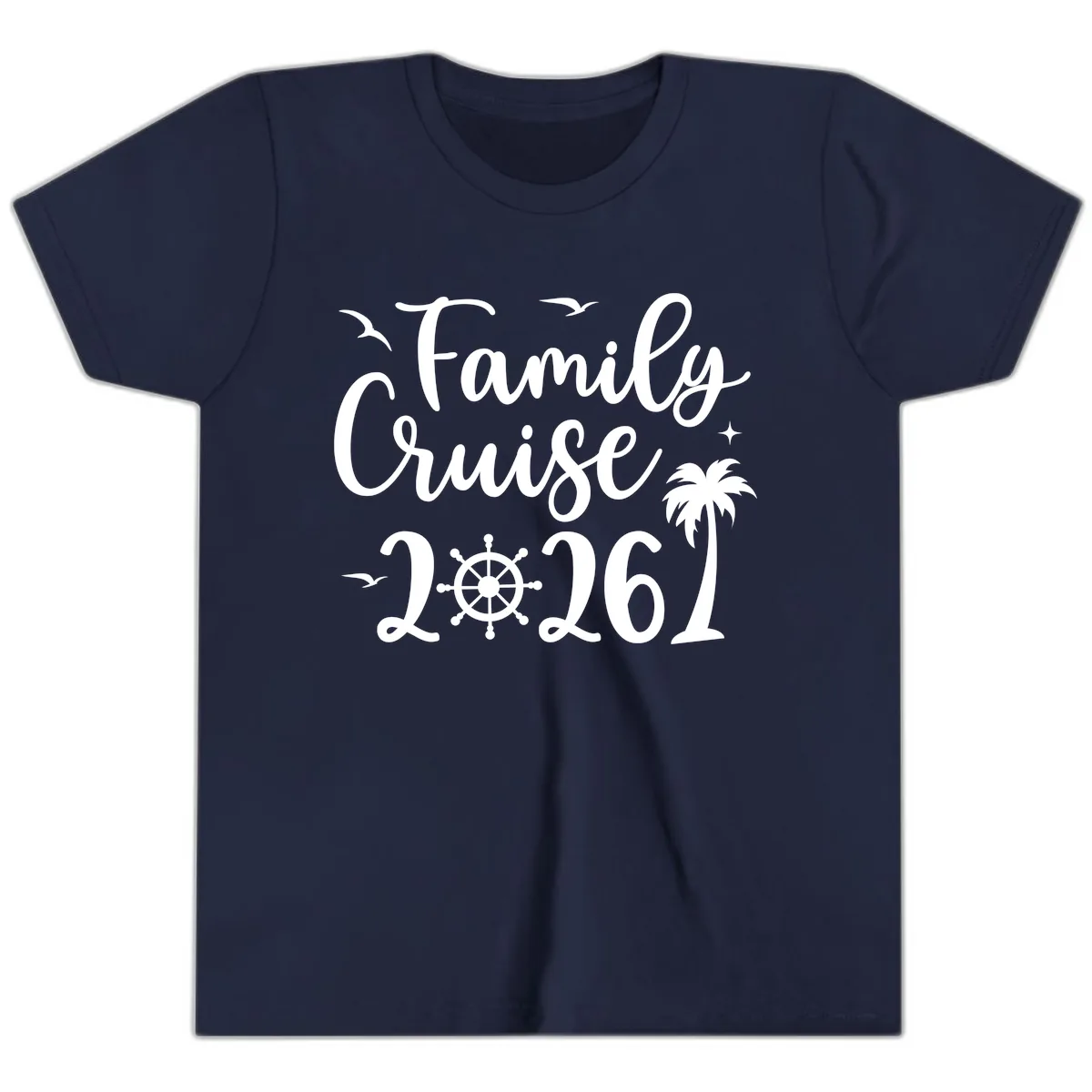 Family Cruise Vacation 2026 Matching Design Youth T-Shirt in Navy