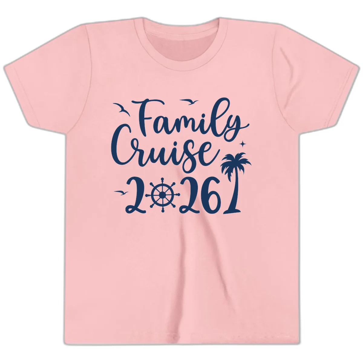 Family Cruise Vacation 2026 Matching Design Youth T-Shirt in Pink
