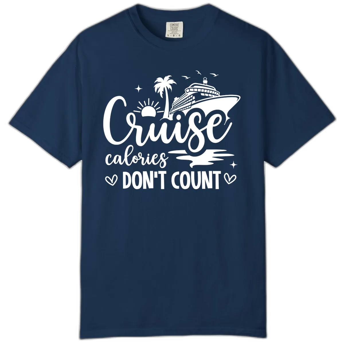 Fun Cruise Calories Don't Count Vacation Comfort Color in Navy