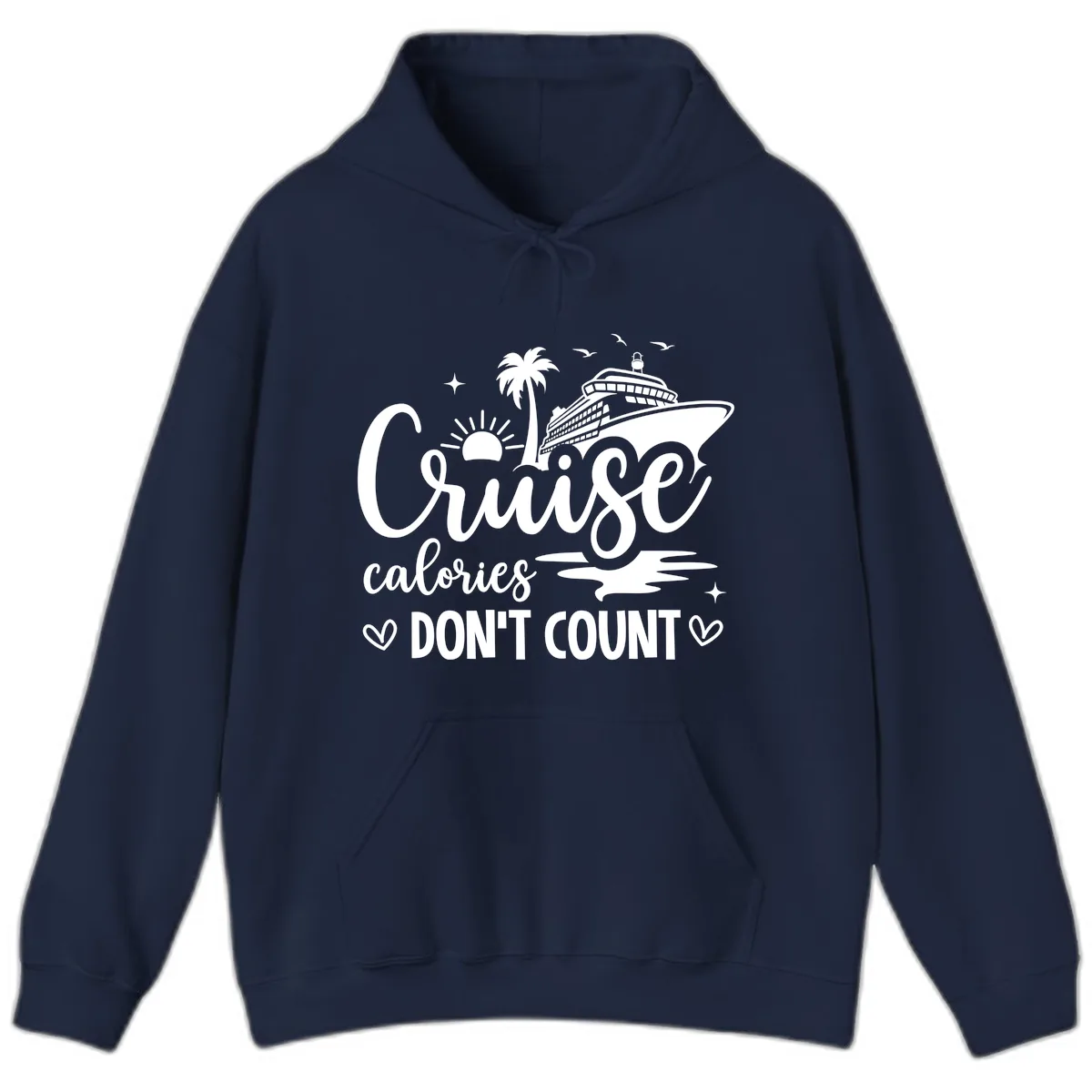 Fun Cruise Calories Don't Count Vacation Hoodie in Navy