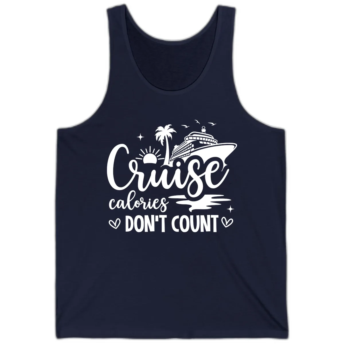 Fun Cruise Calories Don't Count Vacation Tank in Navy