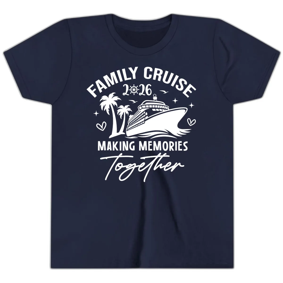 Family Cruise 2026 Making Memories Together Youth T-Shirt in Navy
