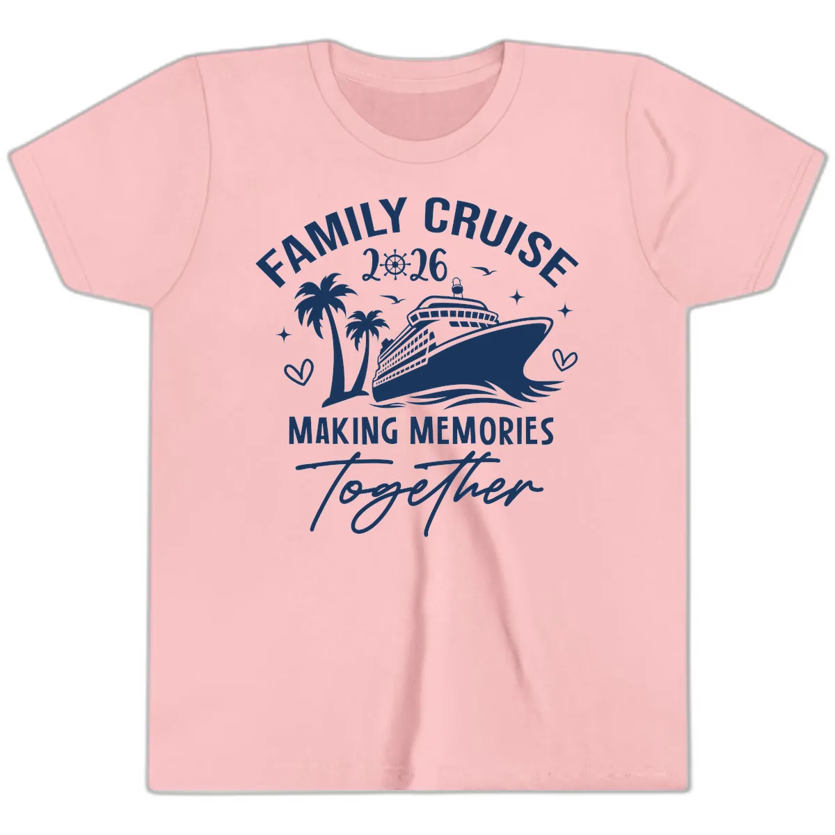 Family Cruise 2026 Making Memories Together Youth T-Shirt in Pink