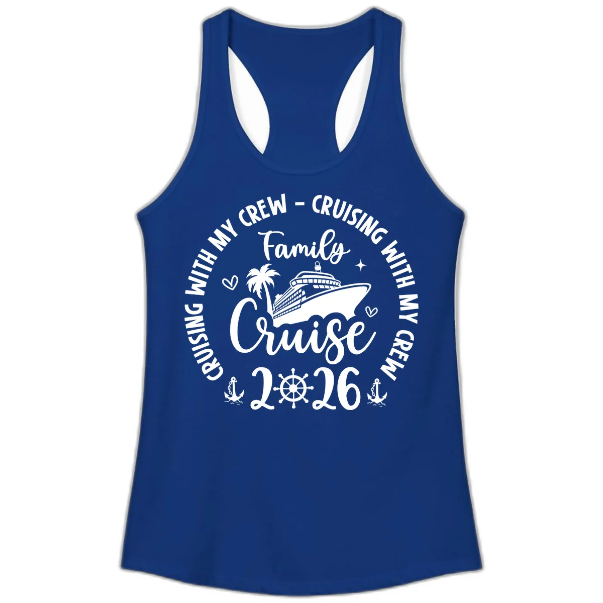 Cruising With My Crew Family Cruise 2026 Ladies Tank in Solid Royal