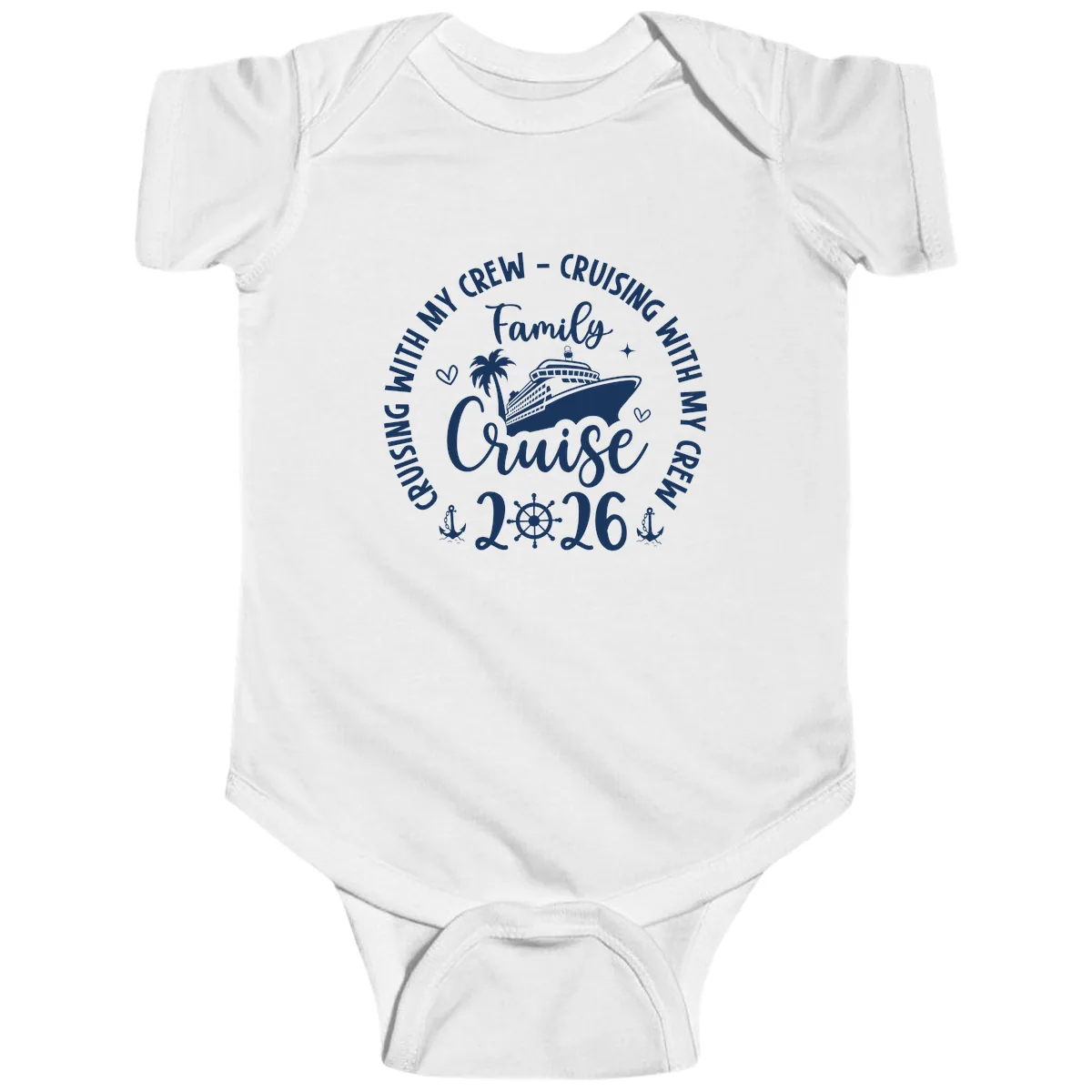 Cruising With My Crew Family Cruise 2026 Baby Onesie in White