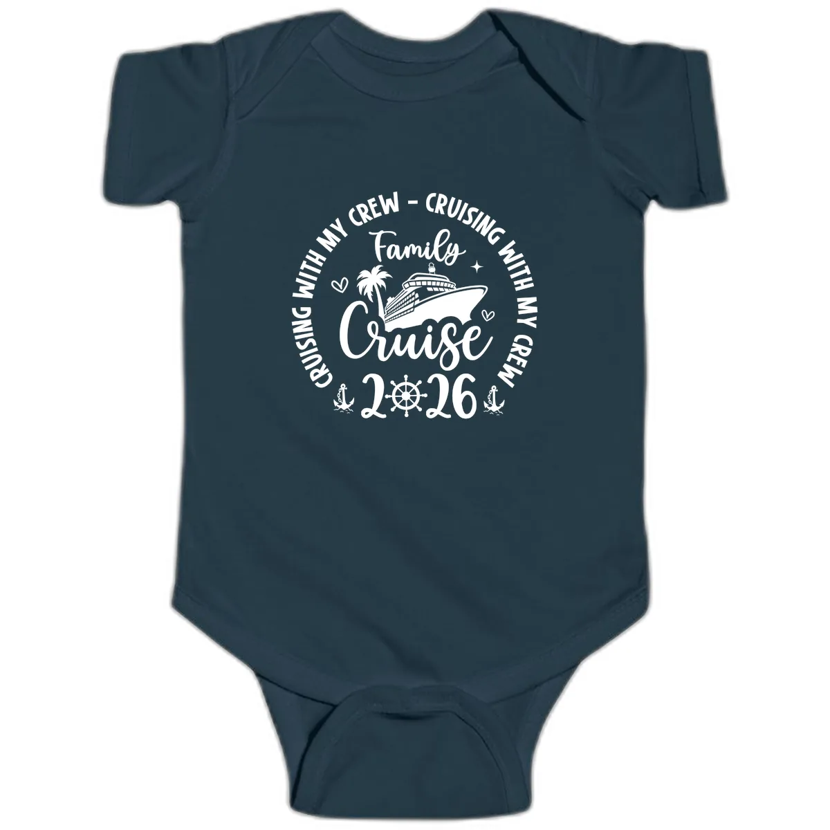 Cruising With My Crew Family Cruise 2026 Baby Onesie in Navy