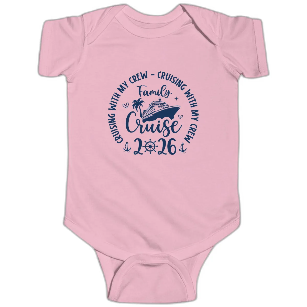 Cruising With My Crew Family Cruise 2026 Baby Onesie in Pink
