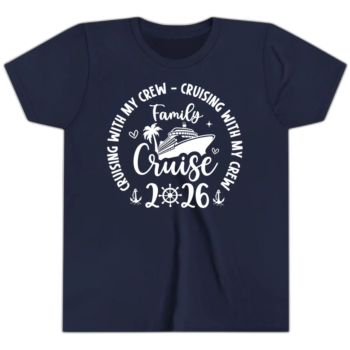 Cruising With My Crew Family Cruise 2026 Youth T-Shirt in Navy