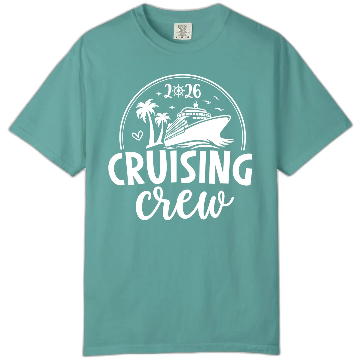 Family Cruise Crew 2026 Vacation Apparel Comfort Color in Seafoam