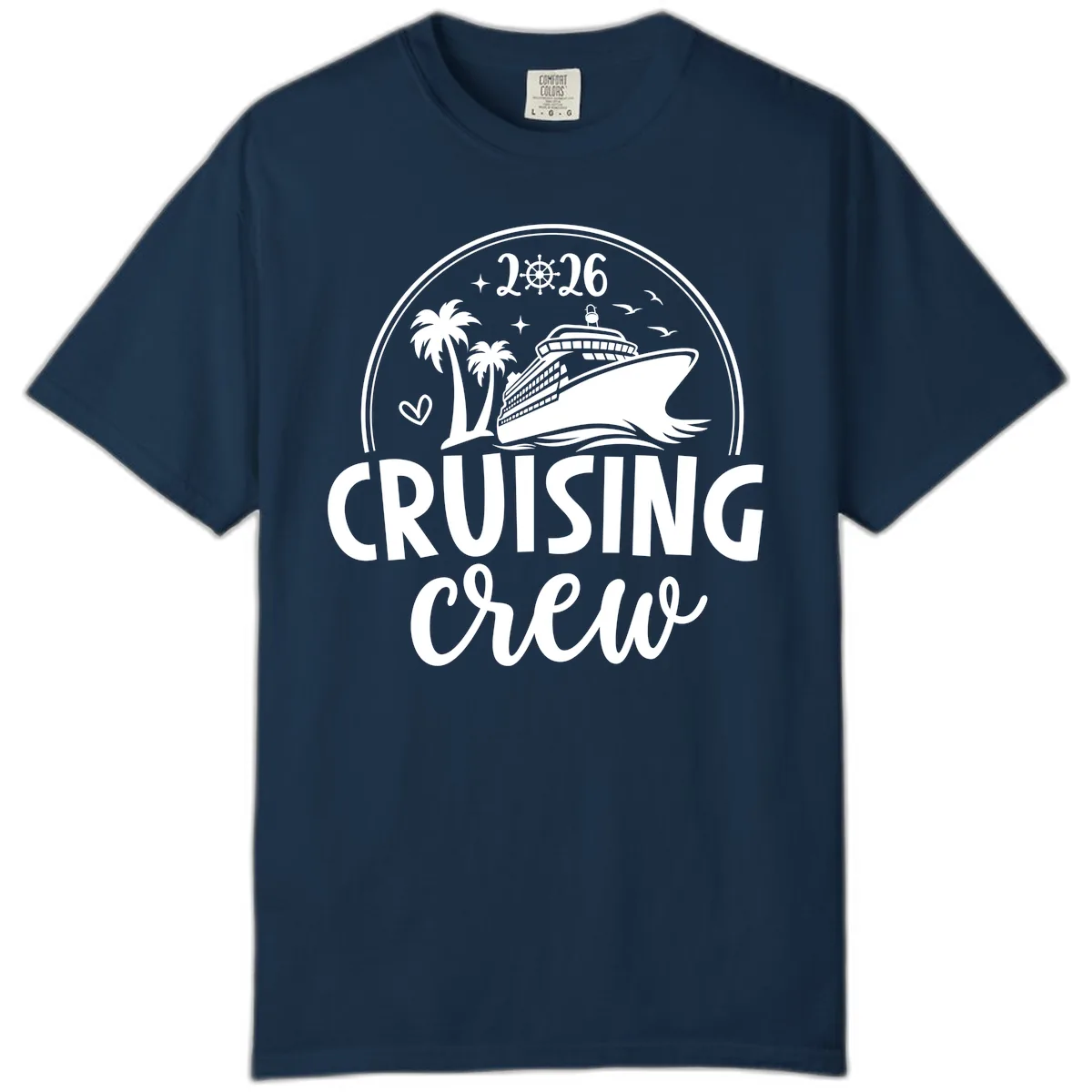 Family Cruise Crew 2026 Vacation Apparel Comfort Color in True Navy