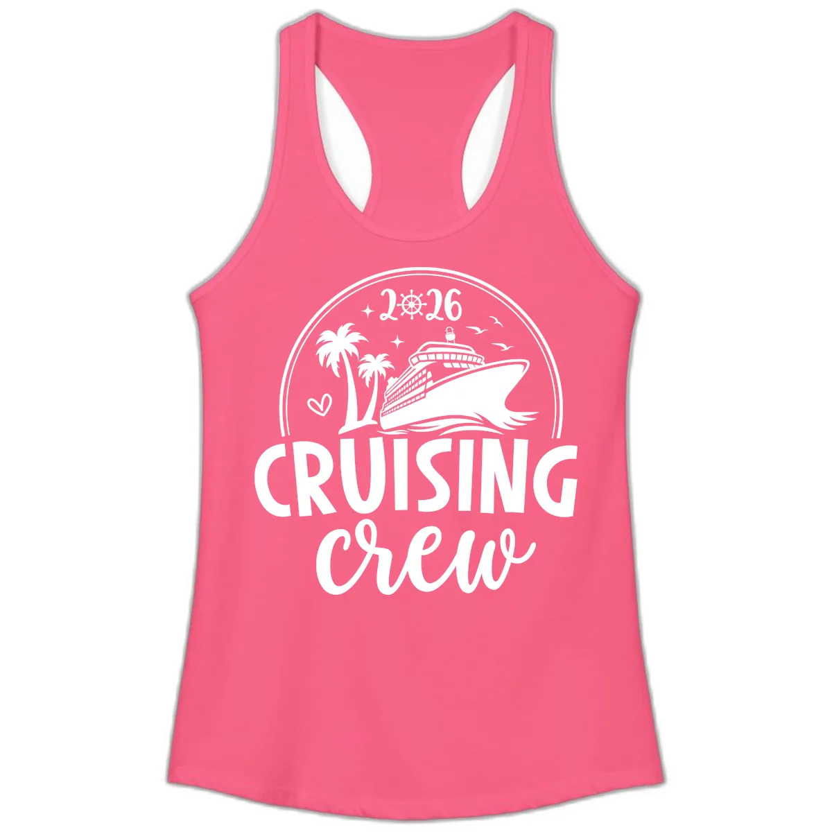 Family Cruise Crew 2026 Vacation Apparel Ladies Tank in Solid Hot Pink