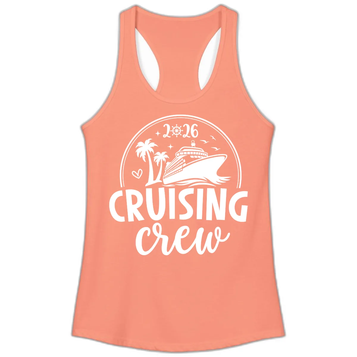 Family Cruise Crew 2026 Vacation Apparel Ladies Tank in Solid Light Orange