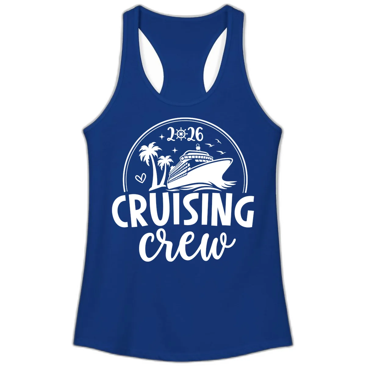 Family Cruise Crew 2026 Vacation Apparel Ladies Tank in Solid Royal