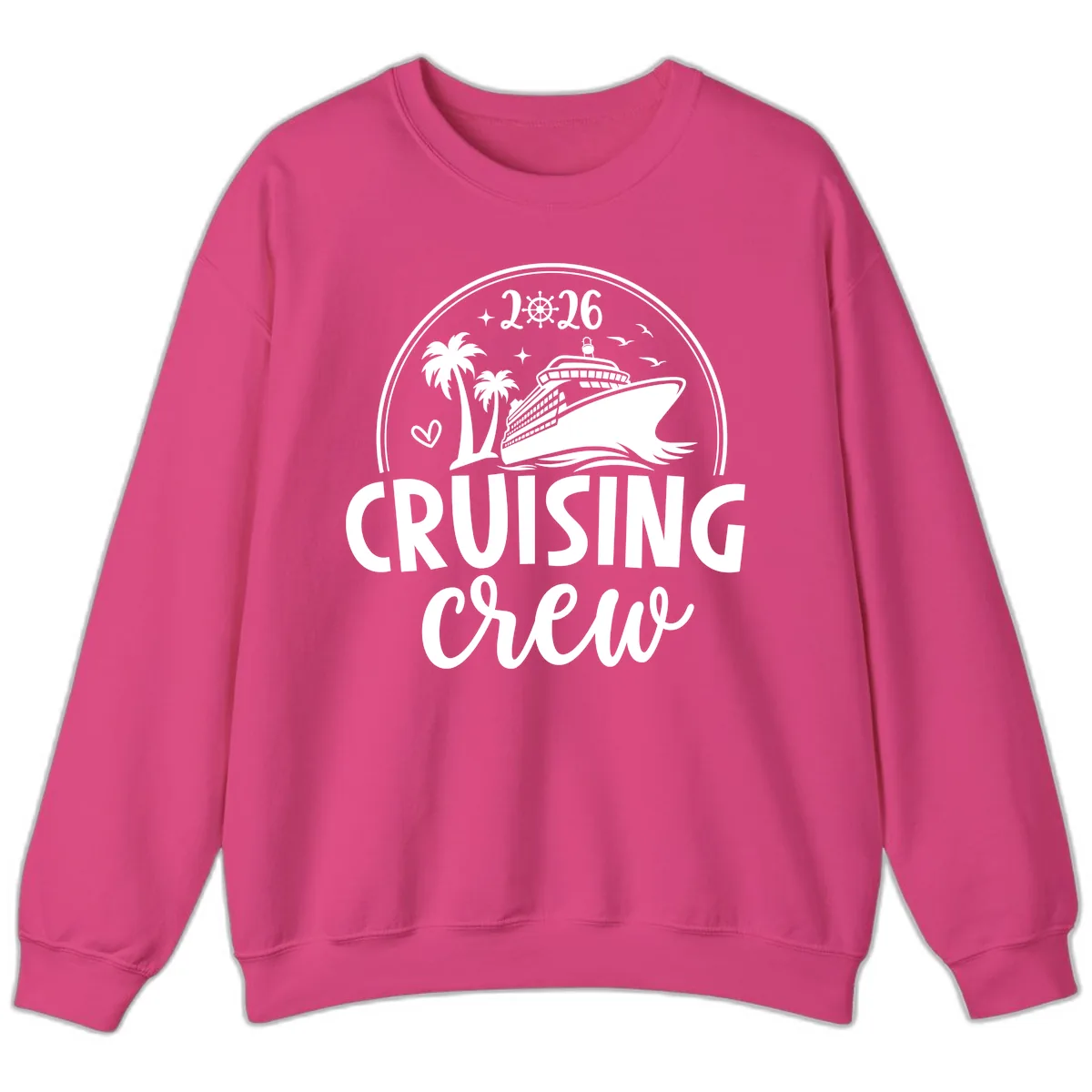 Family Cruise Crew 2026 Vacation Apparel Sweatshirt in Heliconia