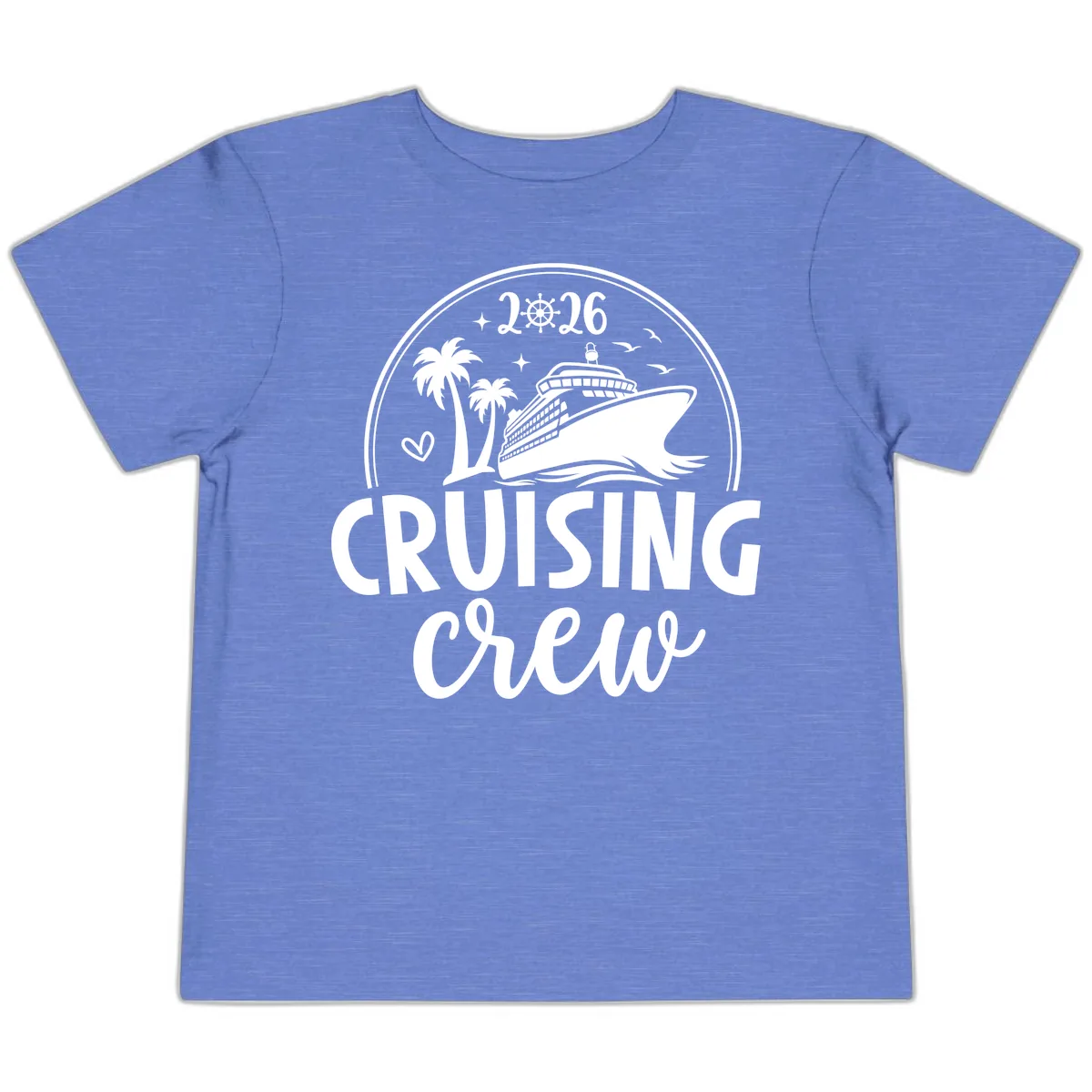 Family Cruise Crew 2026 Vacation Apparel Toddler T-Shirt in Heather Columbia Blue