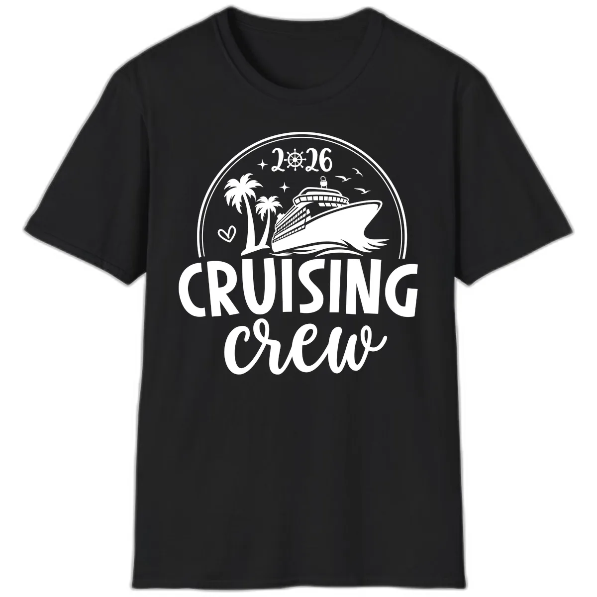 Family Cruise Crew 2026 Vacation Apparel T-Shirt in Black