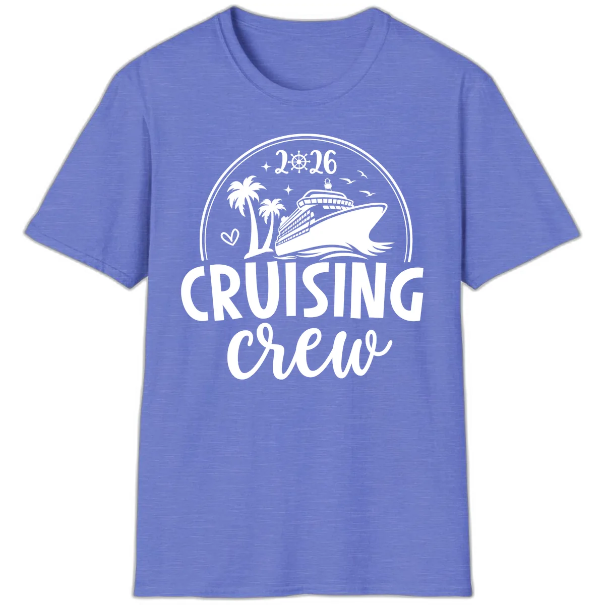 Family Cruise Crew 2026 Vacation Apparel T-Shirt in Heather Royal