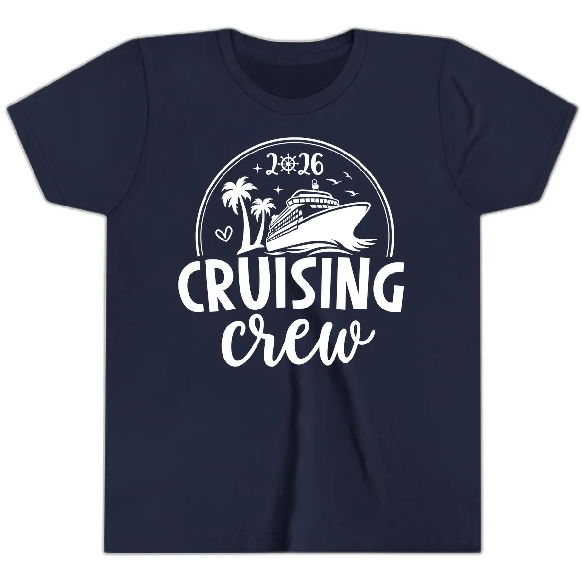 Family Cruise Crew 2026 Vacation Apparel Youth T-Shirt in Navy