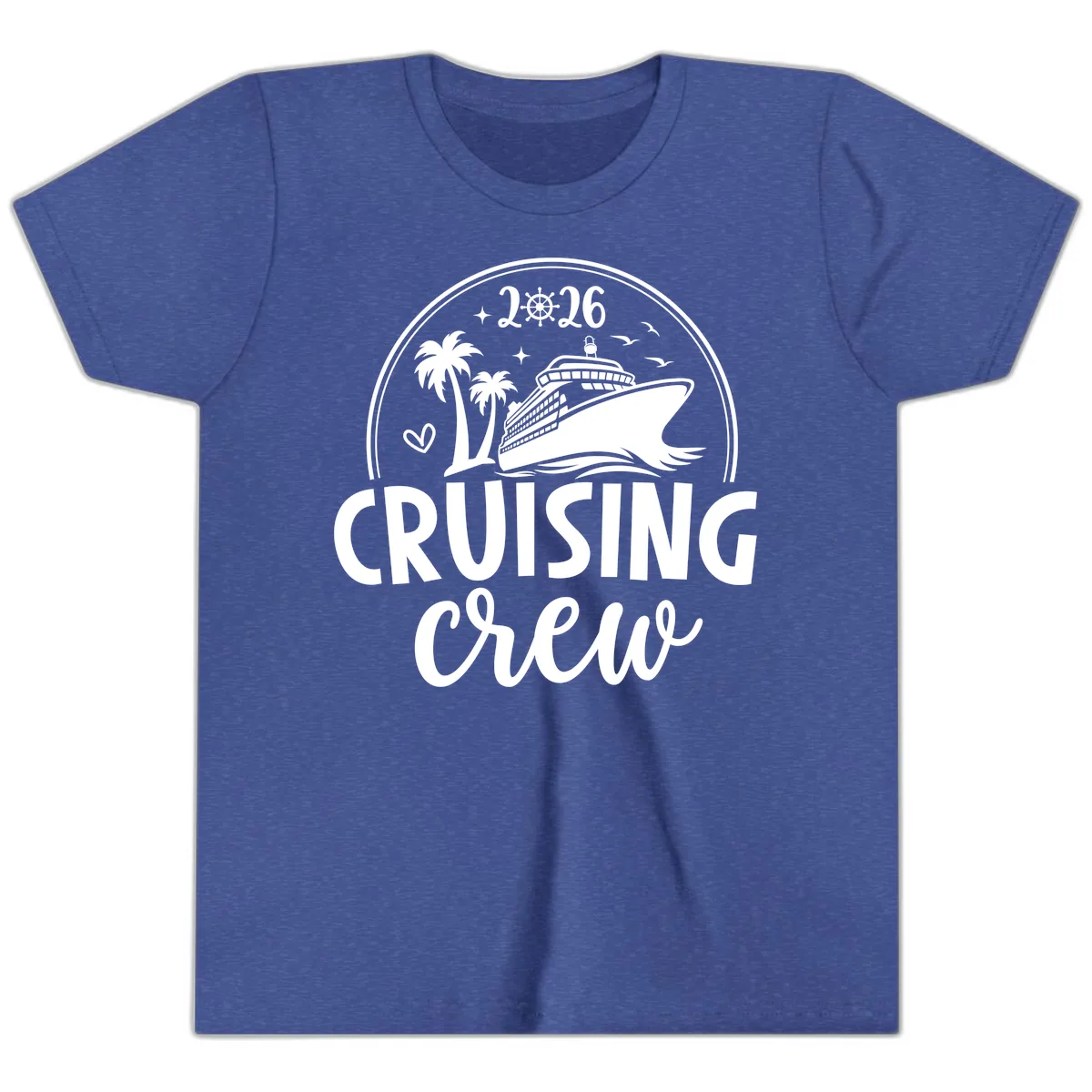 Family Cruise Crew 2026 Vacation Apparel Youth T-Shirt in Heather True Royal