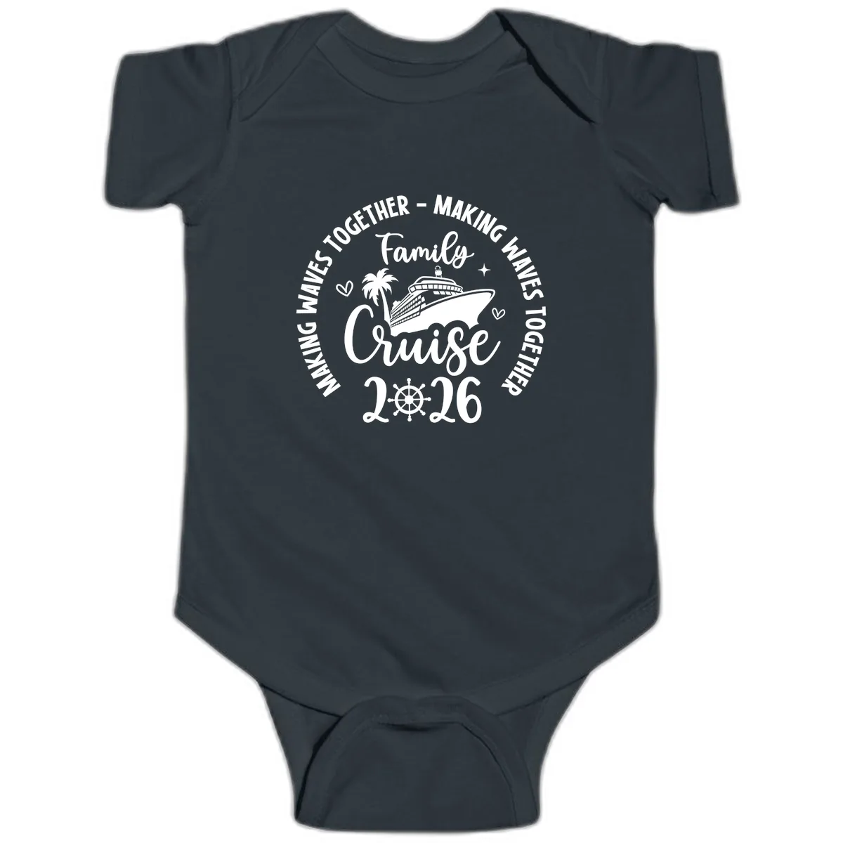 Family Cruise 2026 Making Waves Together Baby Onesie in Black