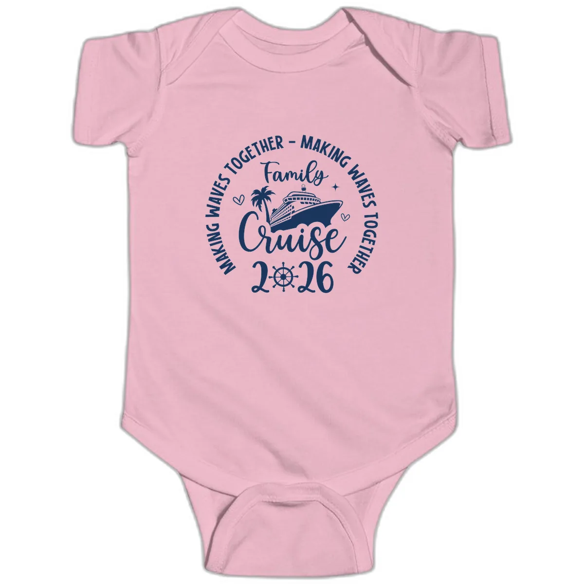 Family Cruise 2026 Making Waves Together Baby Onesie in Pink