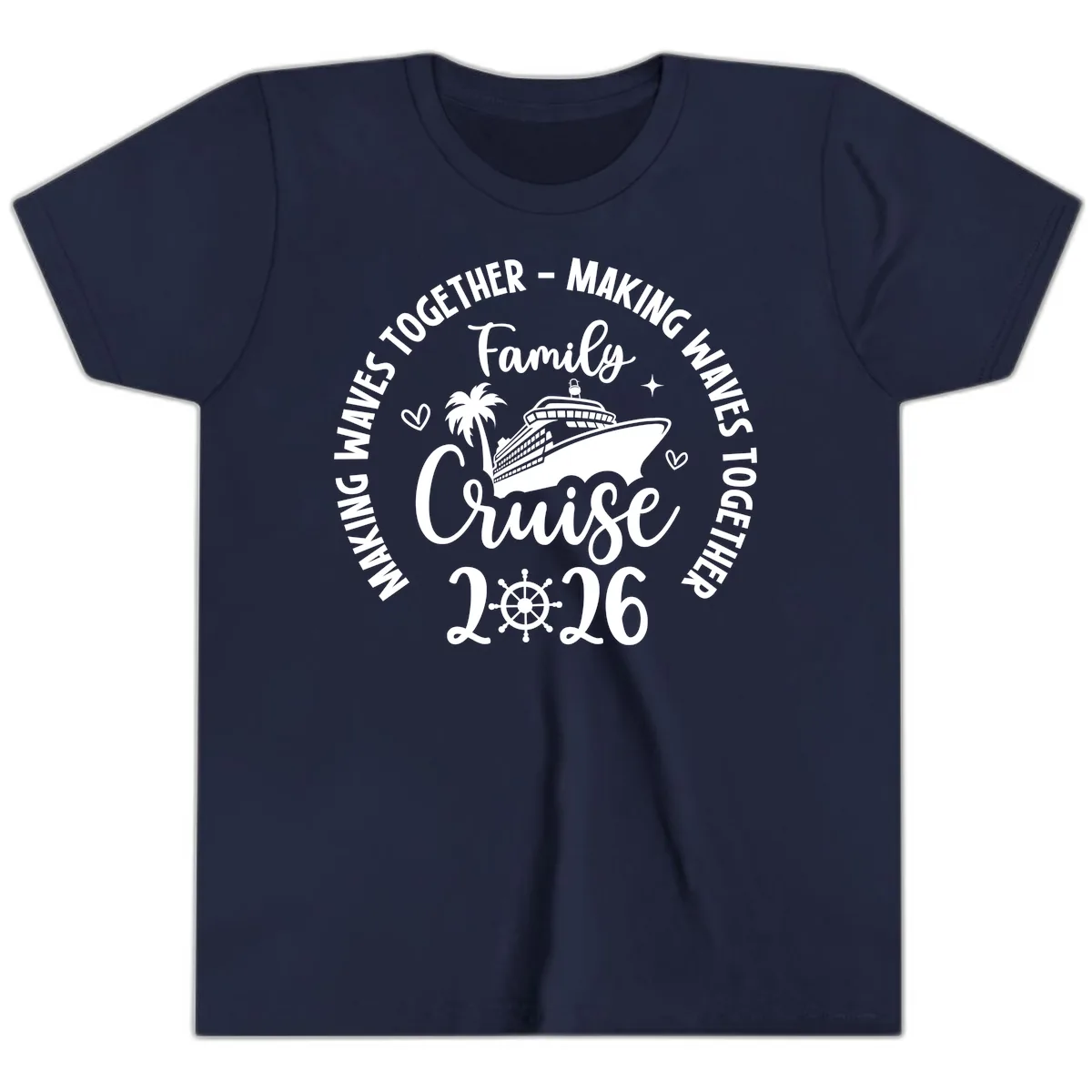 Family Cruise 2026 Making Waves Together Youth T-Shirt in Navy