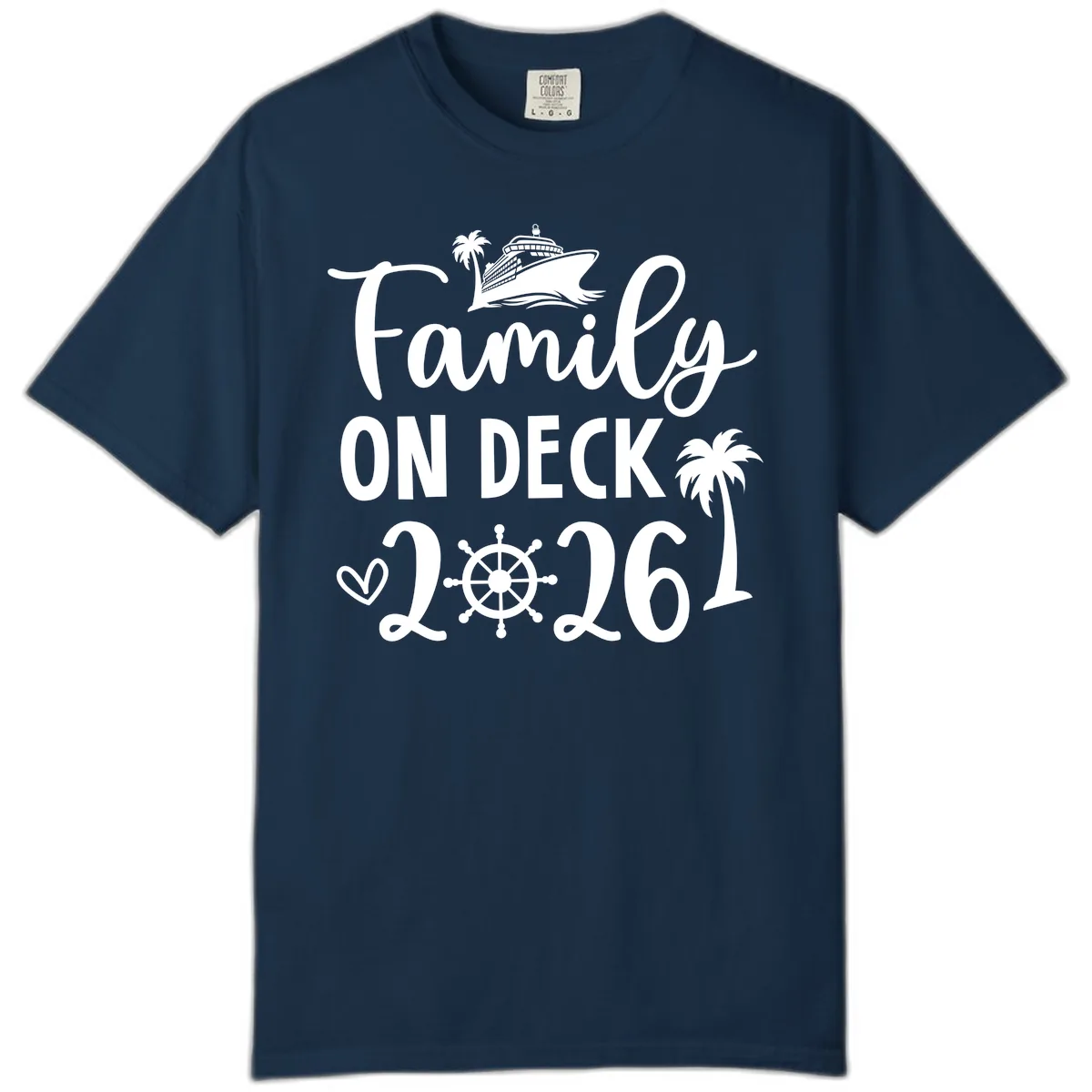 Family On Deck Cruise Vacation 2026 Comfort Color in True Navy