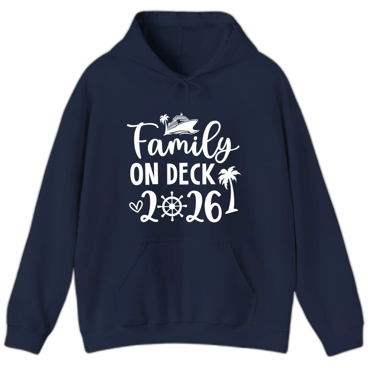 Family On Deck Cruise Vacation 2026 Hoodie in Navy