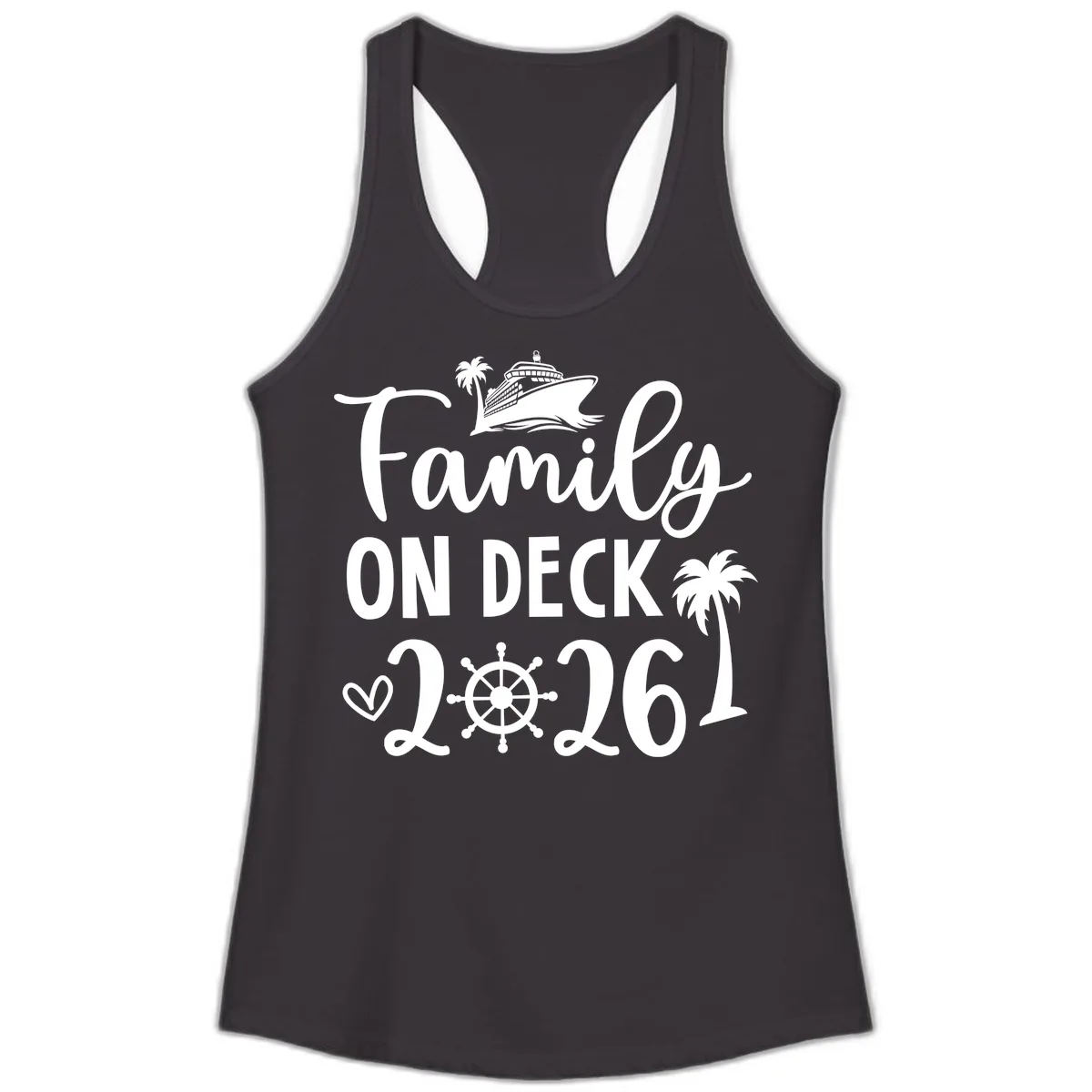 Family On Deck Cruise Vacation 2026 Ladies Tank in Black