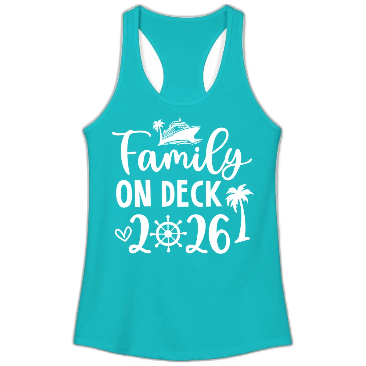 Family On Deck Cruise Vacation 2026 Ladies Tank in Tahiti Blue