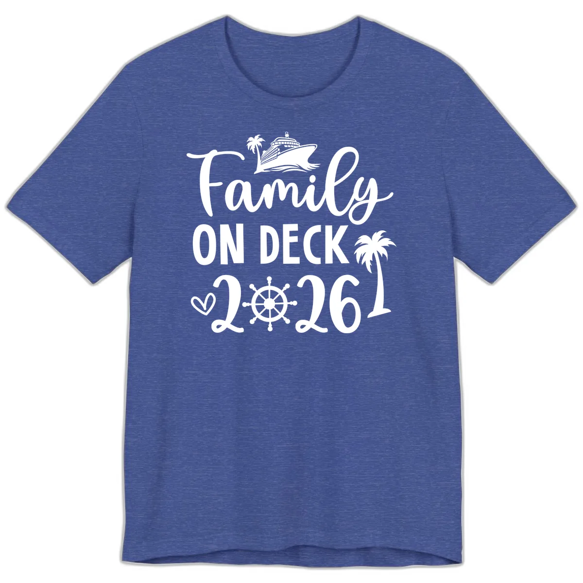 Family On Deck Cruise Vacation 2026 Premium T-Shirt in Heather True Royal