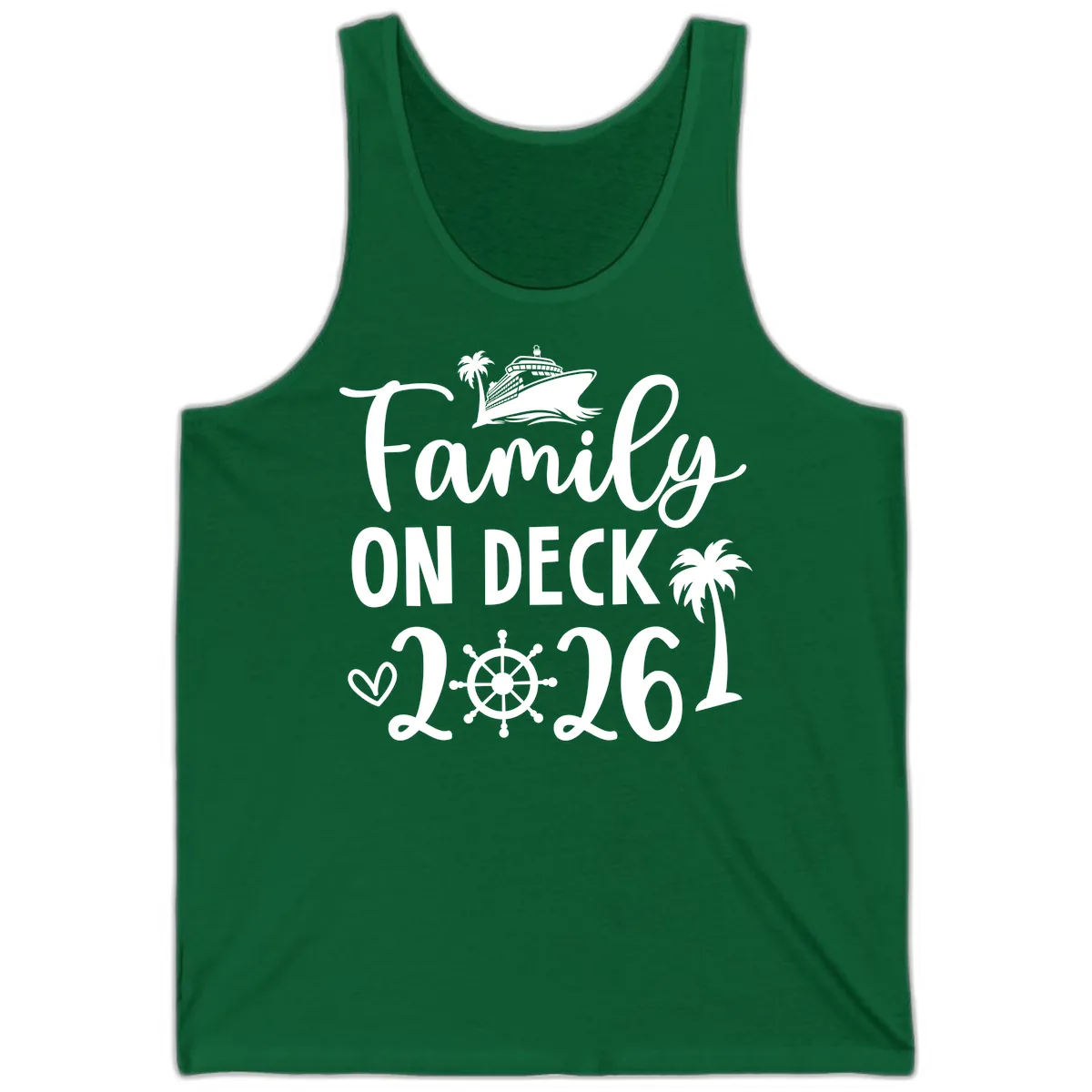 Family On Deck Cruise Vacation 2026 Tank in Kelly