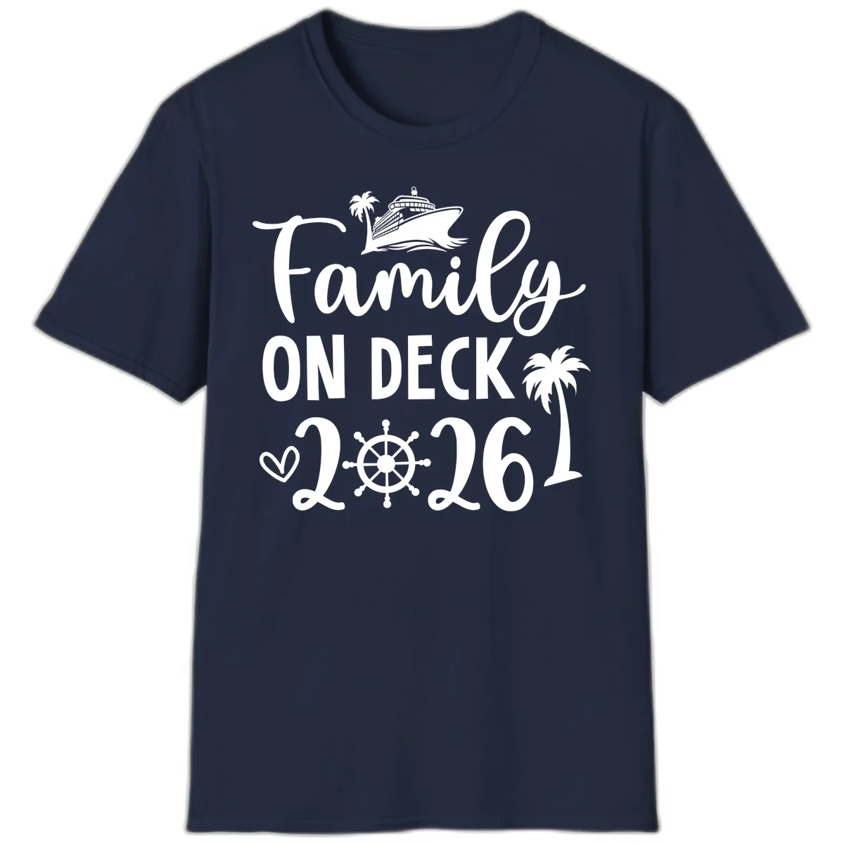 Family On Deck Cruise Vacation 2026 T-Shirt in Navy