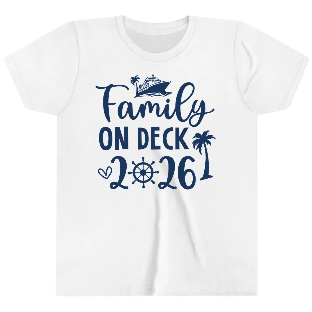 Family On Deck Cruise Vacation 2026 Youth T-Shirt in White