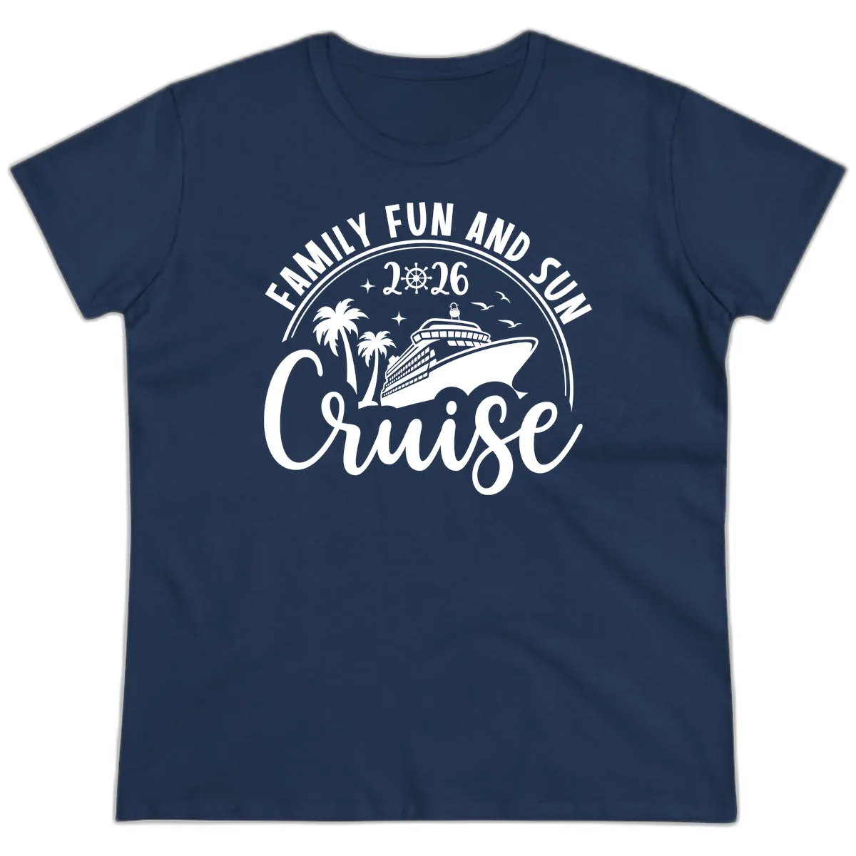 Family Fun and Sun Cruise 2026 Ladies Tee in Navy