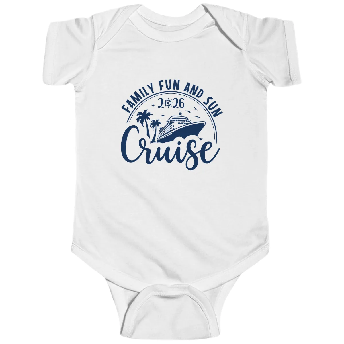Family Fun and Sun Cruise 2026 Baby Onesie in White