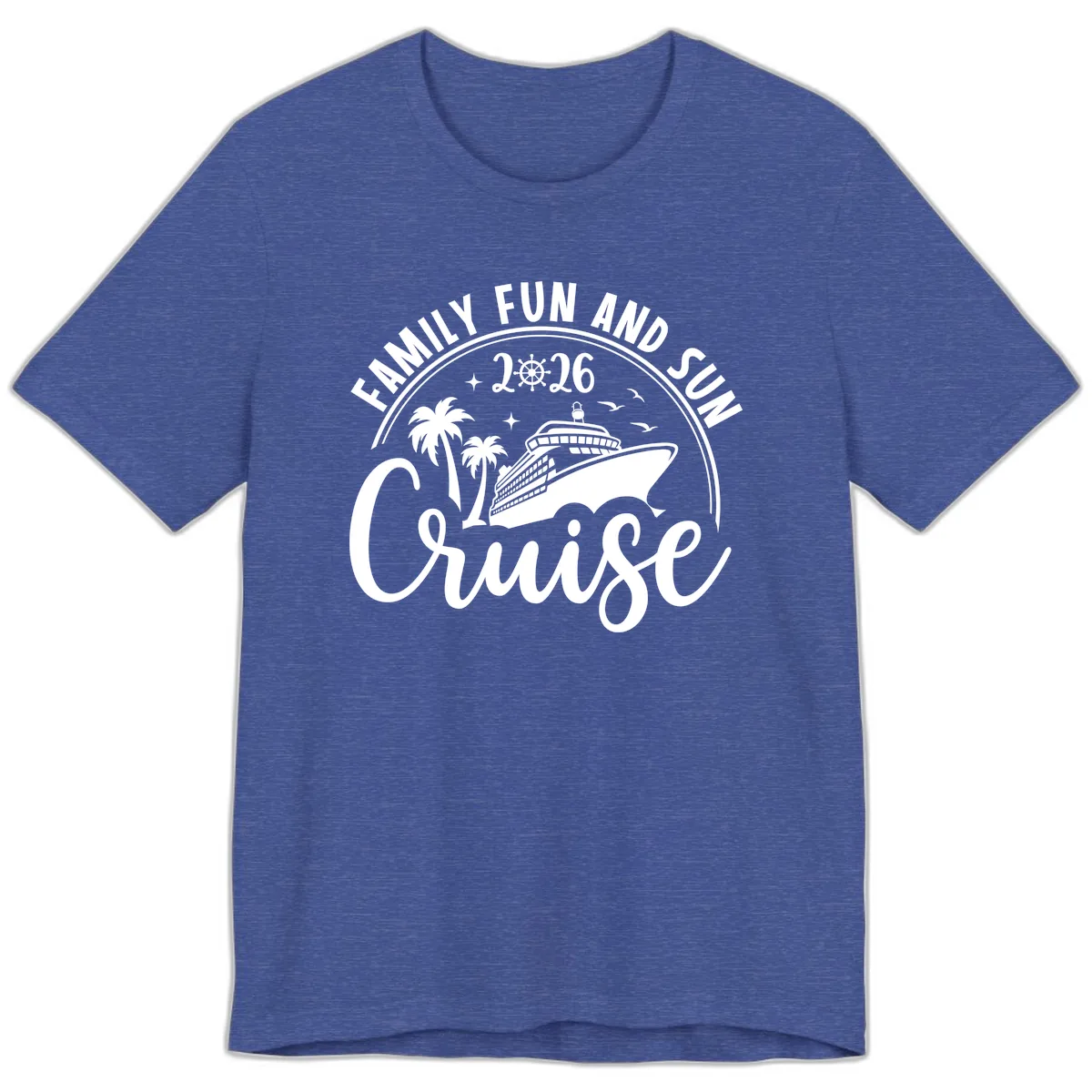 Family Fun and Sun Cruise 2026 Premium T-Shirt in Heather True Royal