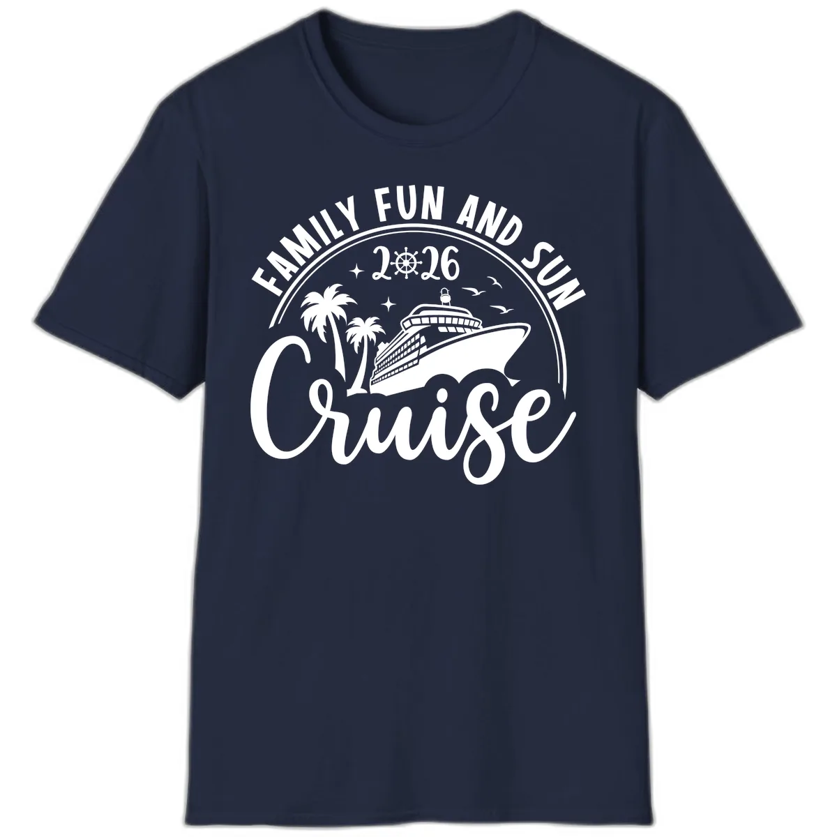 Family Fun and Sun Cruise 2026 T-Shirt in Navy