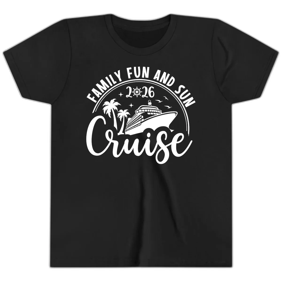 Family Fun and Sun Cruise 2026 Youth T-Shirt in Black