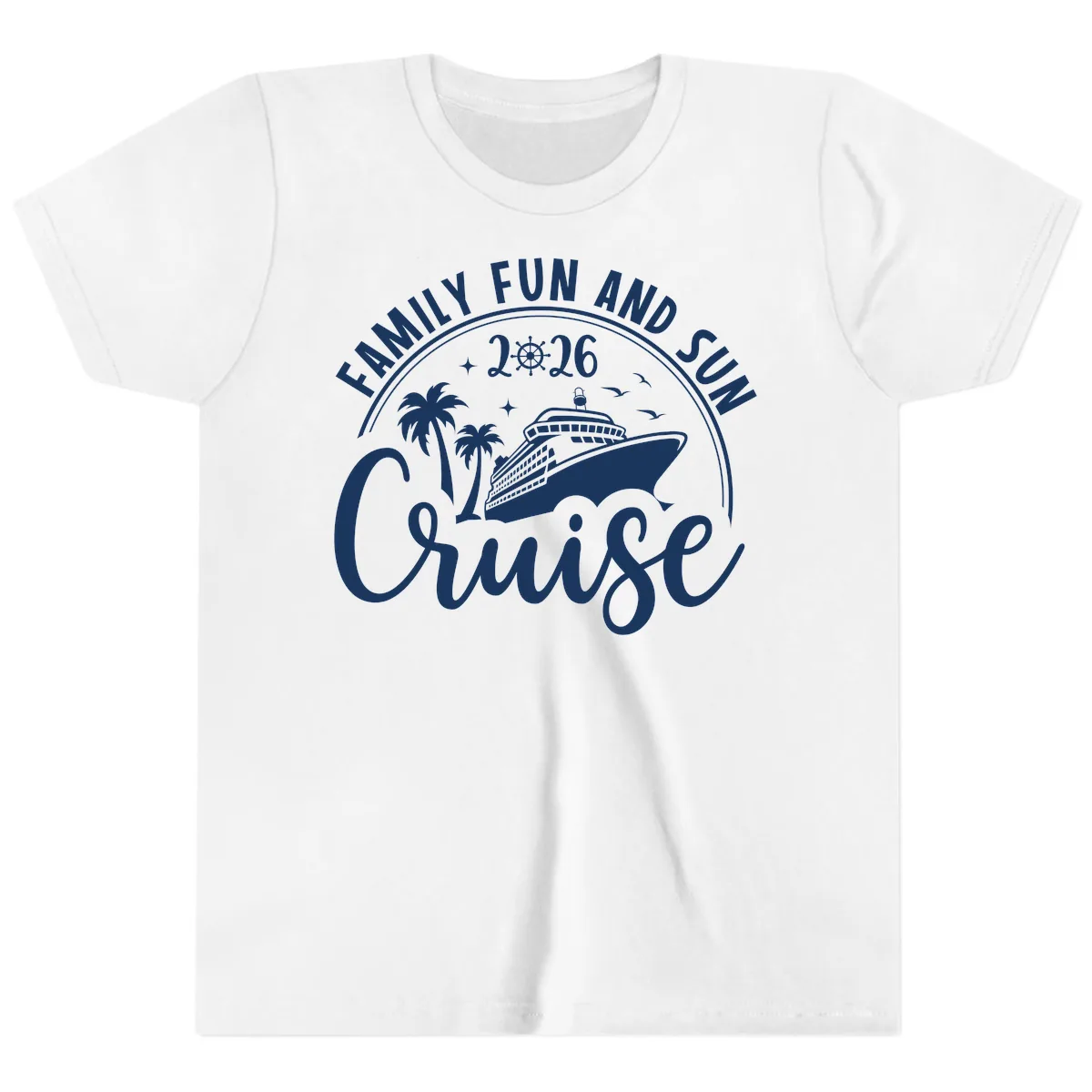 Family Fun and Sun Cruise 2026 Youth T-Shirt in White