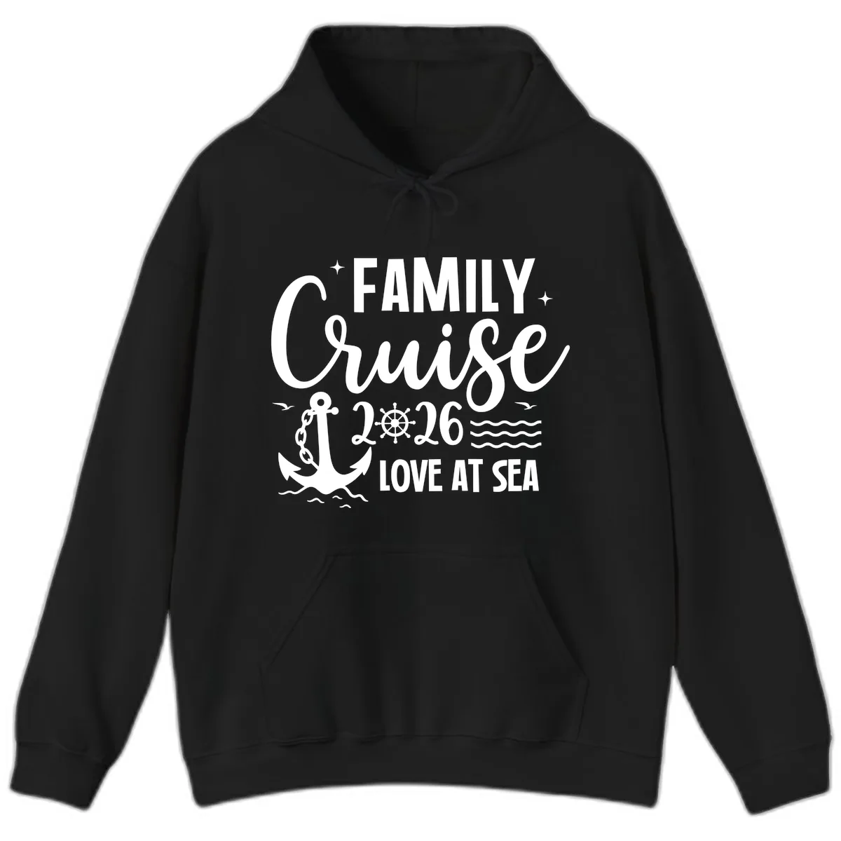 Family Cruise 2026 Love At Sea Vacation Apparel Hoodie in Black