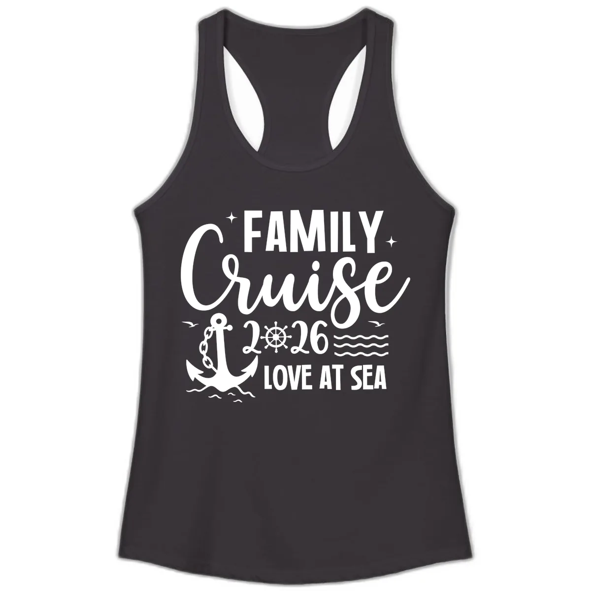 Family Cruise 2026 Love At Sea Vacation Apparel Ladies Tank in Black