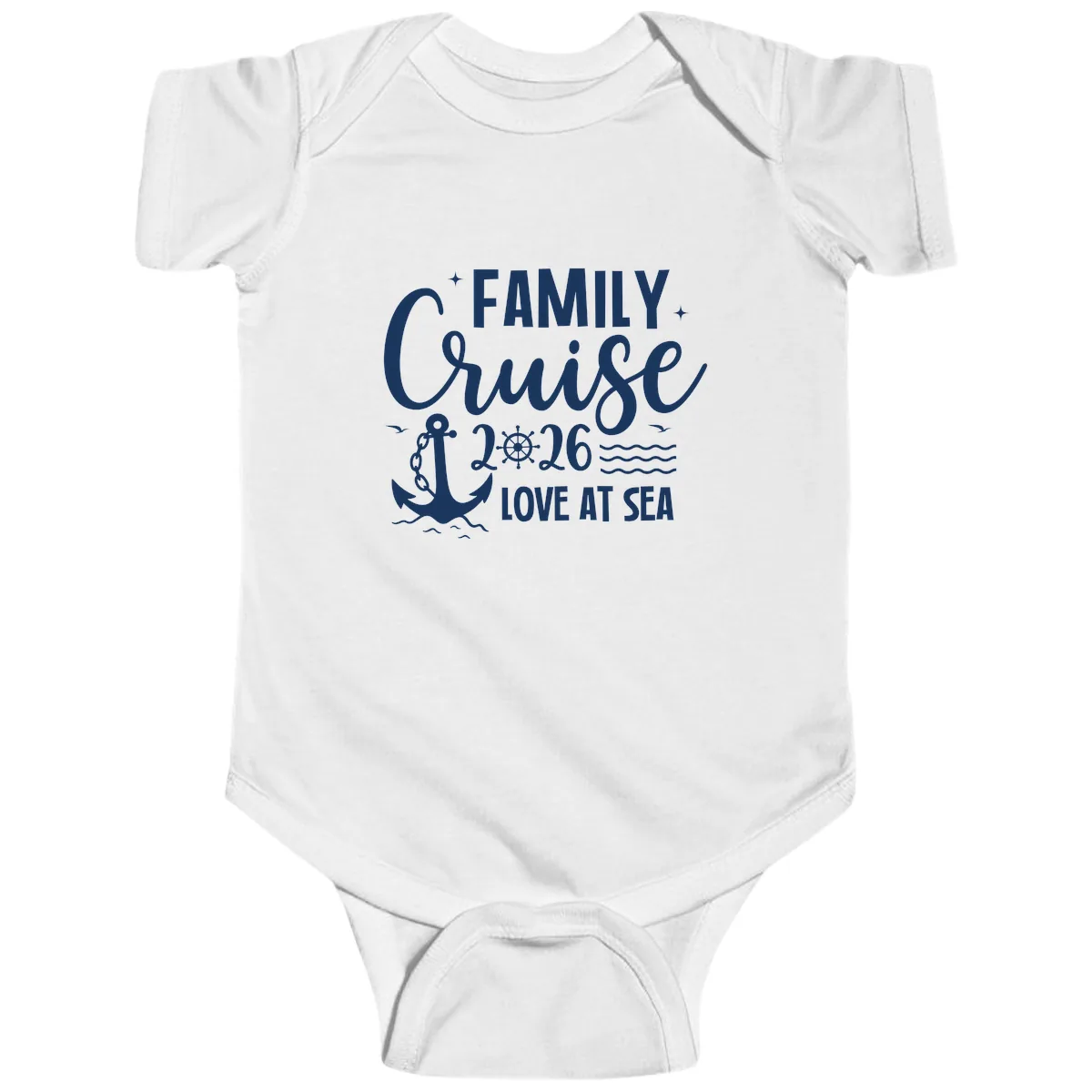 Family Cruise 2026 Love At Sea Vacation Apparel Baby Onesie in White