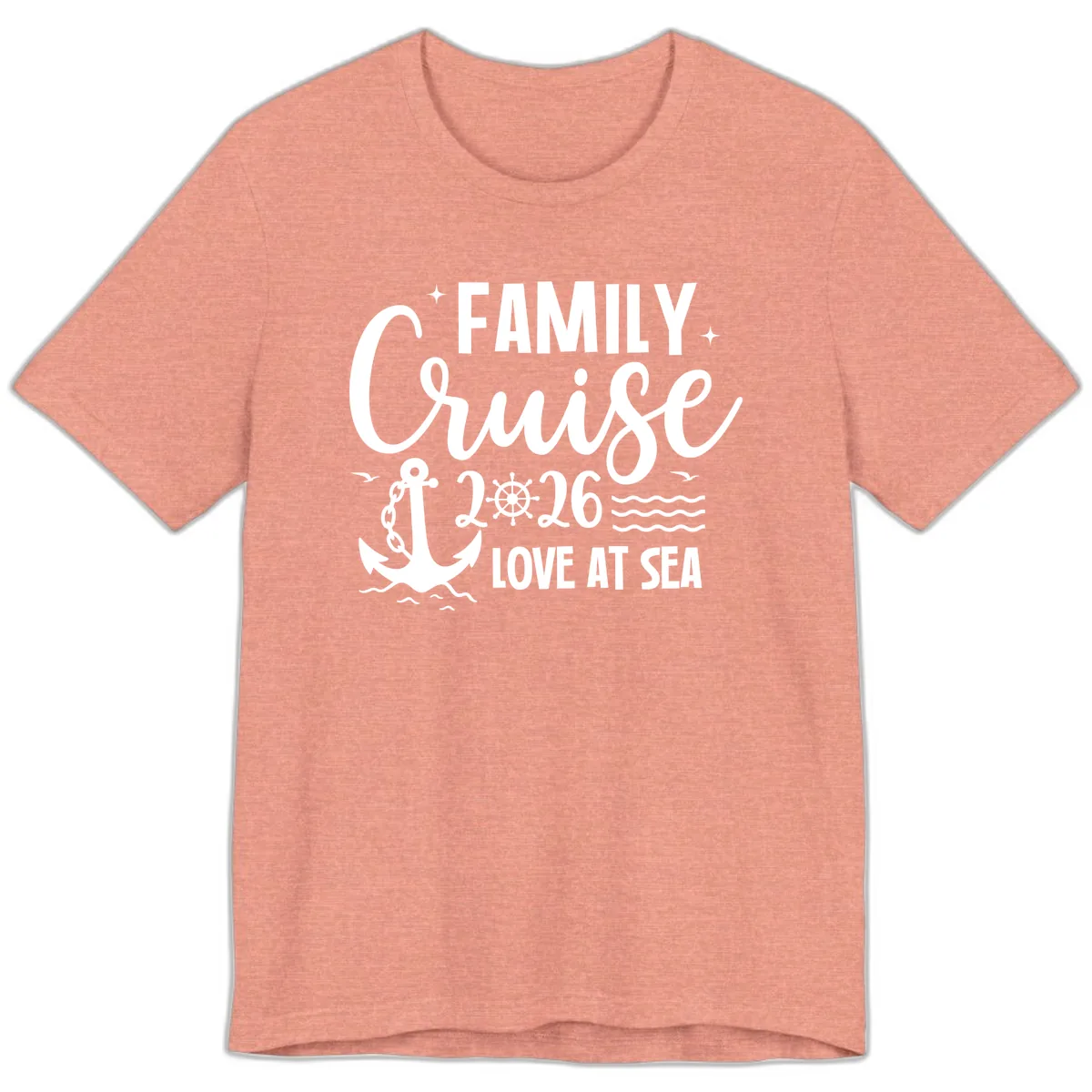 Family Cruise 2026 Love At Sea Vacation Apparel Premium T-Shirt in Heather Sunset